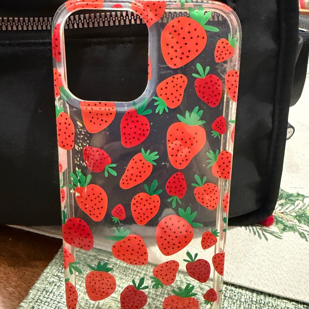 Strawberry Patterned Phone Case - Red and Green.